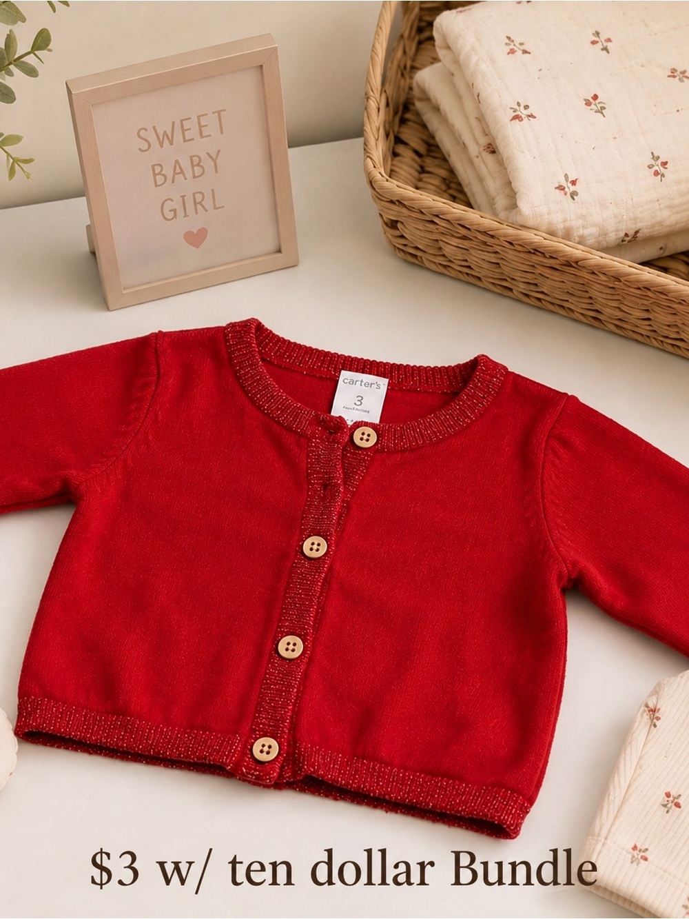 Carter's Red Cardigan -3M